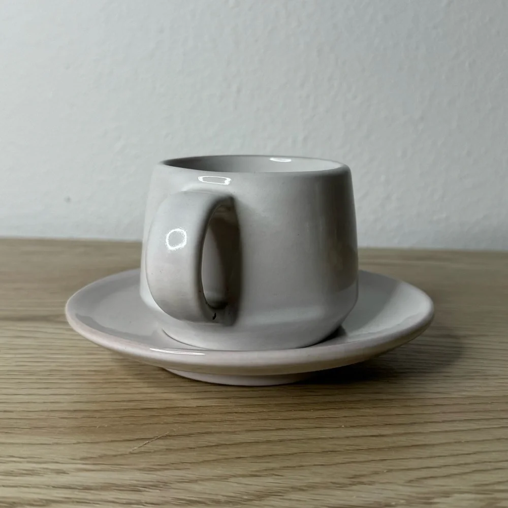 Set of‎ 5 Frankoma Bone White Cream Tea Cups and Saucers Handmade Art Pottery